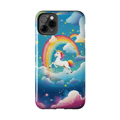 Introducing the "Rainbow Soar" Cell Phone Case – Embark on a Whimsical Journey with a Flying Unicorn -Tough Phone Cases