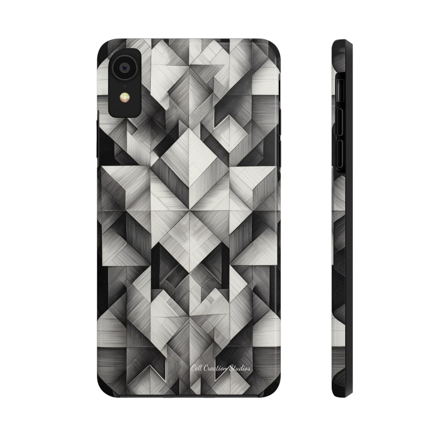 The "Black and White Geometric Pattern" Cell Phone Case- Elevate Your Phone's Style-Tough Phone Cases