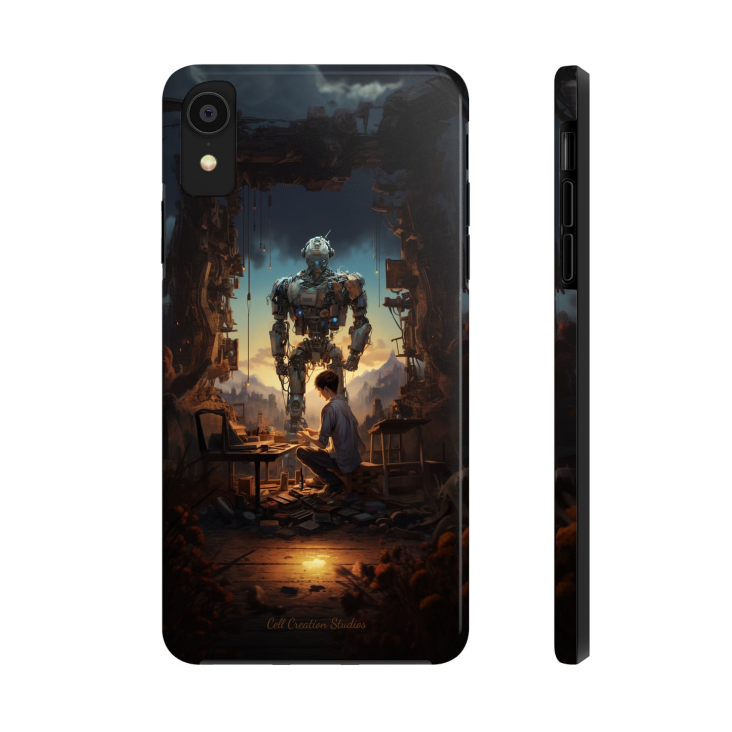 Introducing the "Mechanical Bond" Cell Phone Case – Witness a Captivating Moment of Giant Robot and Boy -Tough Phone Cases