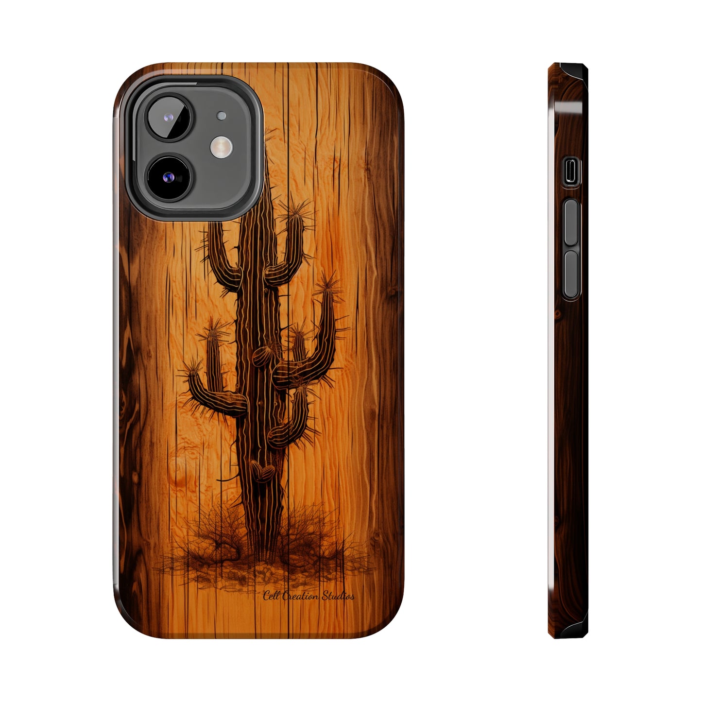 "Cactus Burnt Wood" Phone Case -Tough Phone Cases