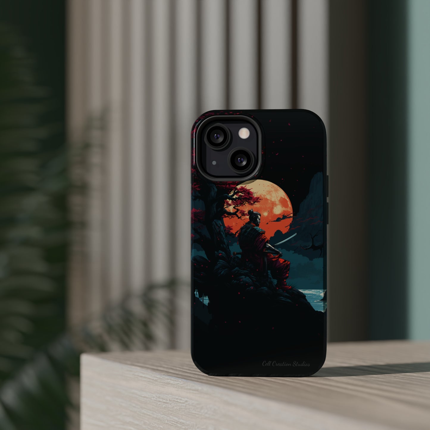 Introducing the "Moonlit Samurai Serenity" Cell Phone Case – Embrace Elegance and Strength -MagSafe Tough Cases