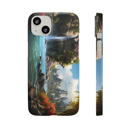 Introducing the "Nature's Cascade" Cell Phone Case – Capture Majestic Beauty with Rock Cliffs and Waterfall! -Snap Cases