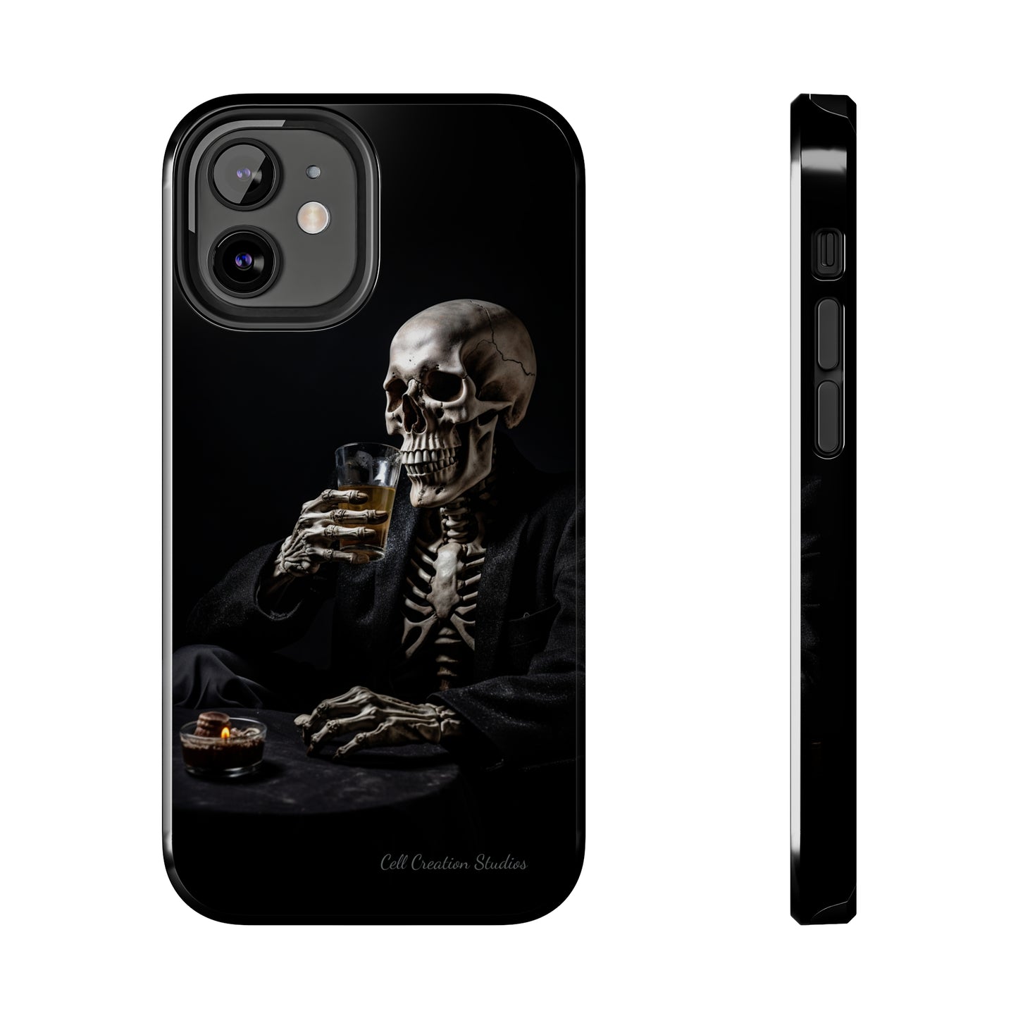 "Embrace the Dark Side with Our Skeleton Drinking Phone Case" -Tough Phone Cases