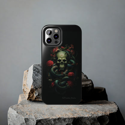 Introducing the "Serpentine Elegance" Cell Phone Case: Where Skulls and Snakes, Intertwine -Tough Phone Cases