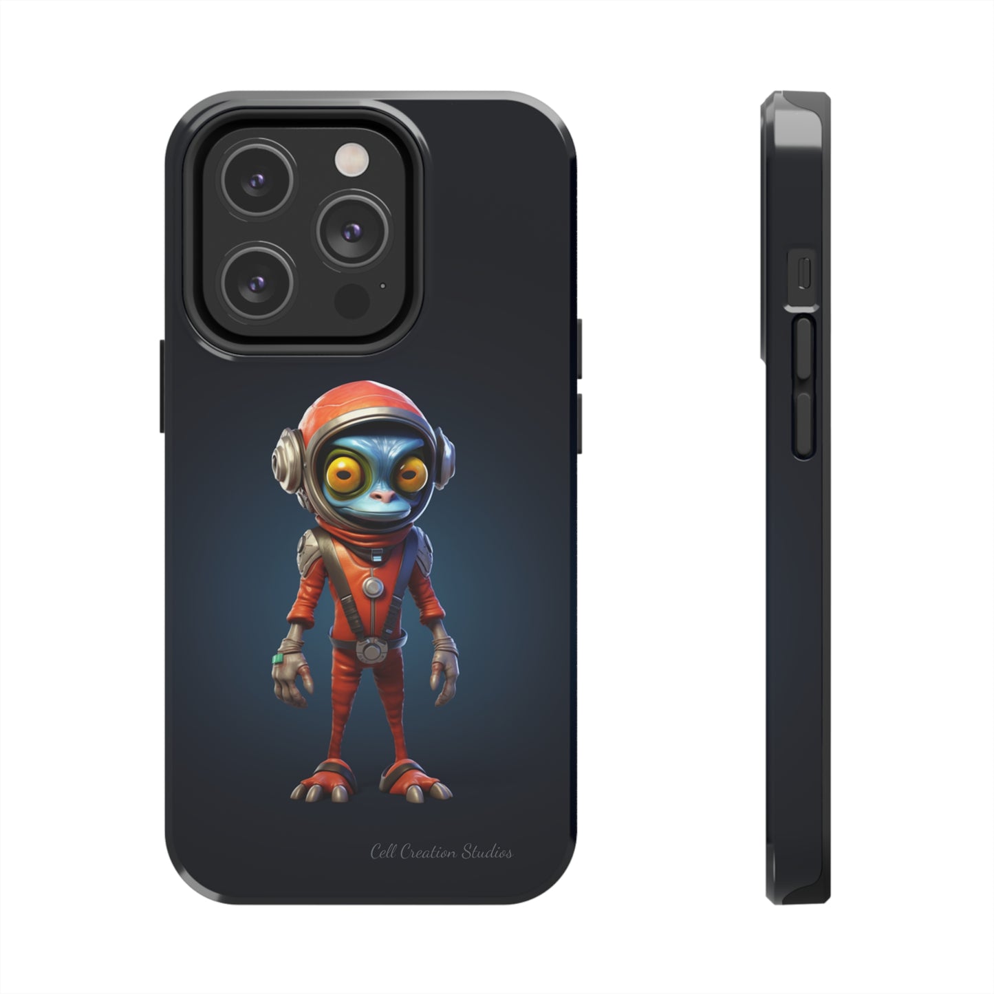 The "AstroGuard" Animated Blue Alien Astronaut Phone Case -Tough Phone Cases