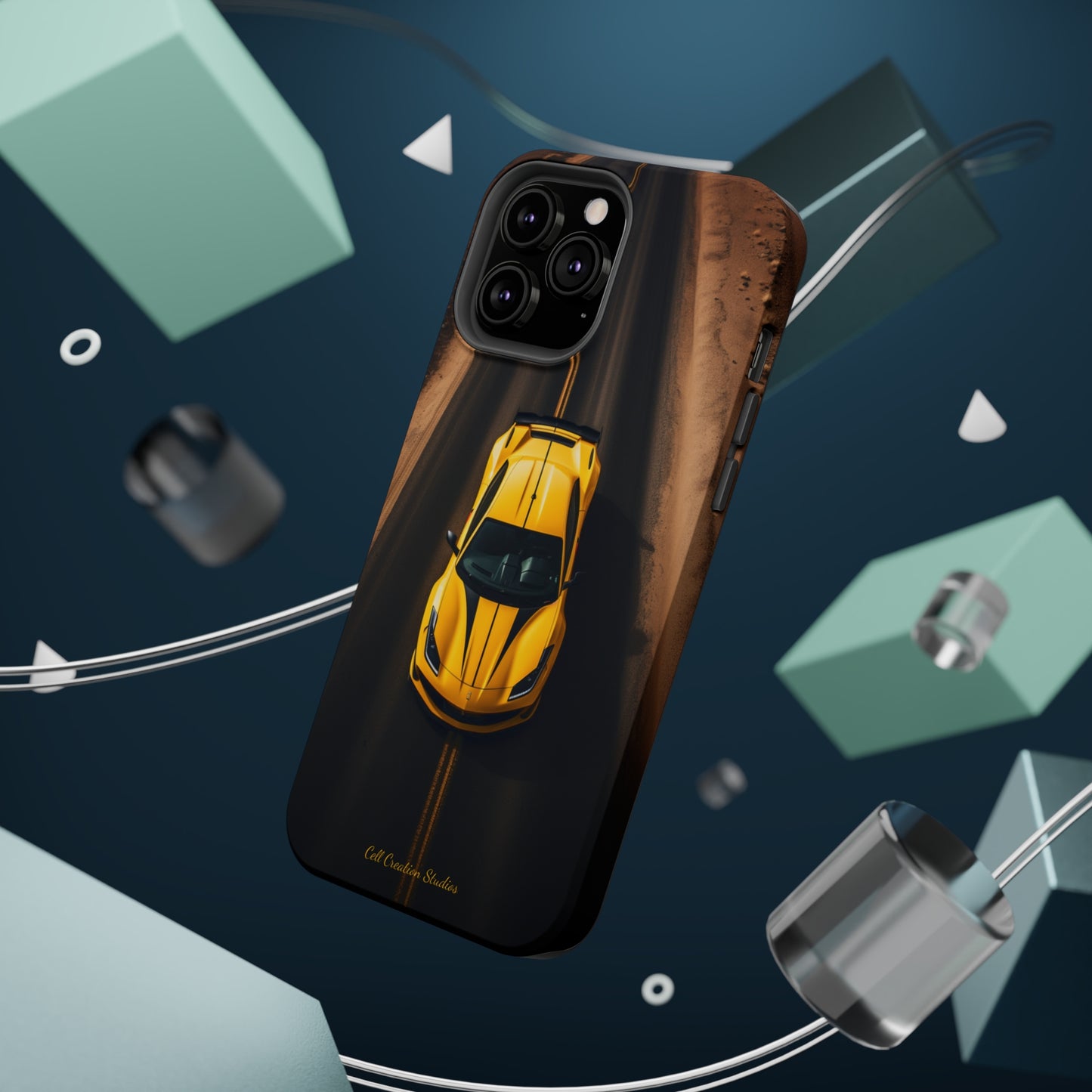 Introducing the "Desert Speedster" Cell Phone Case – Feel the Thrill of a Ferrari Racing through the Desert! -MagSafe Tough Cases