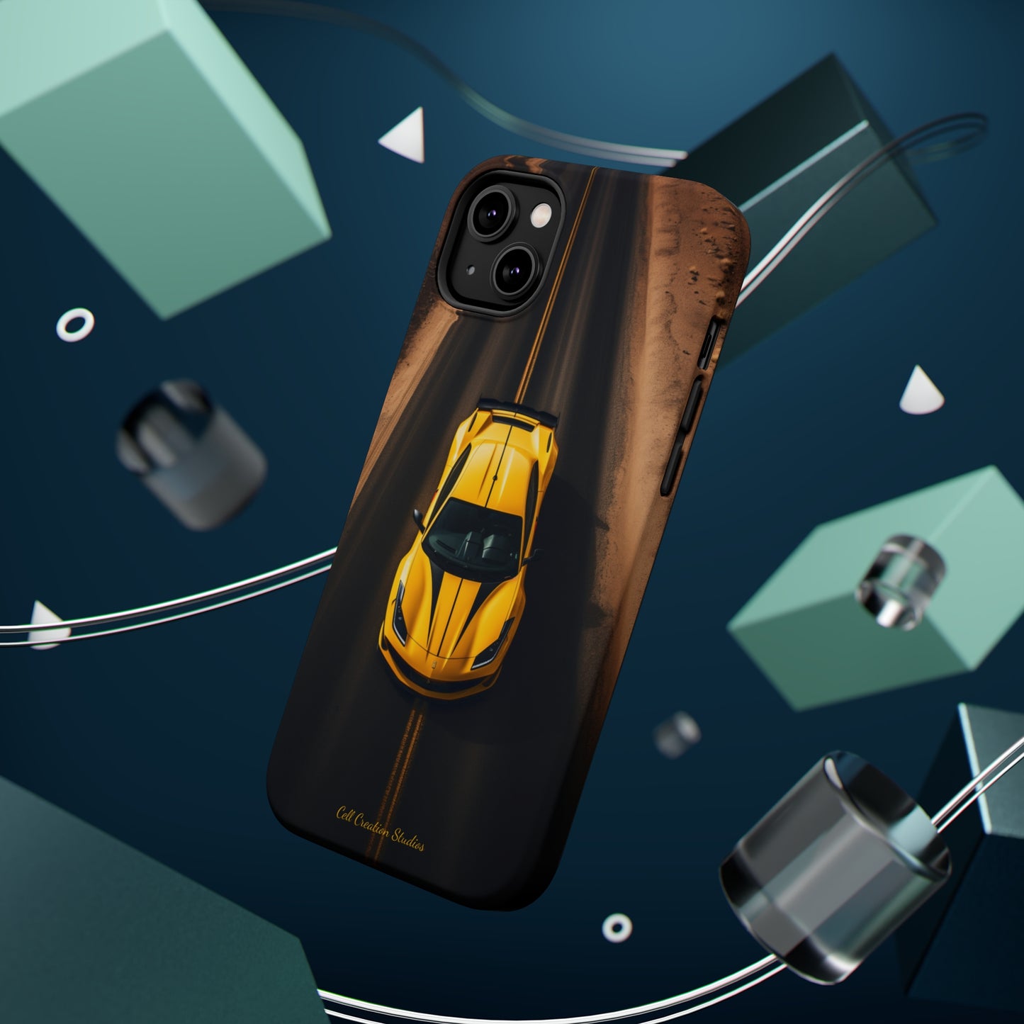 Introducing the "Desert Speedster" Cell Phone Case – Feel the Thrill of a Ferrari Racing through the Desert! -MagSafe Tough Cases