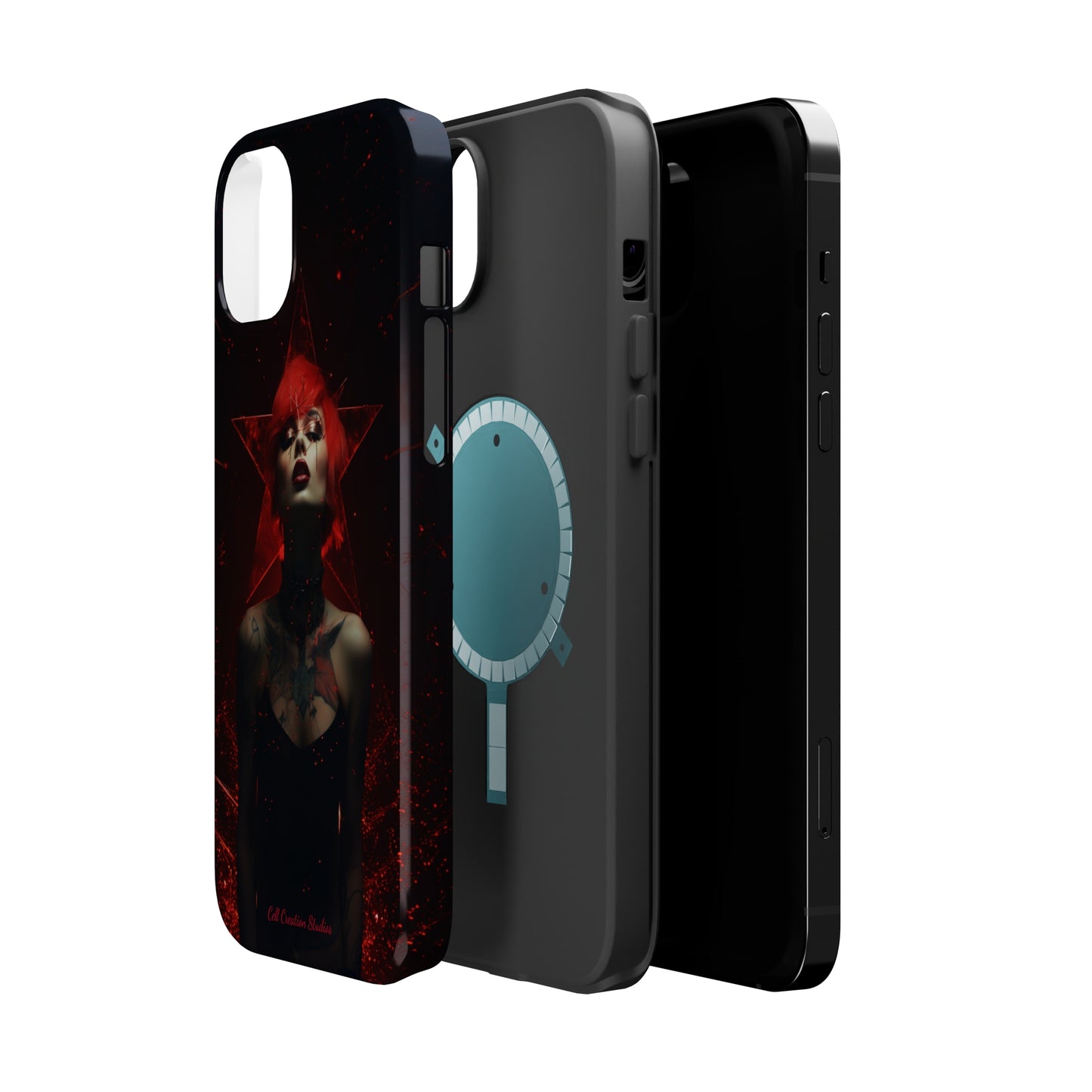 Introducing the "Inked Flame" Cell Phone Case – Embrace Fiery Elegance with a Tattooed Red-Headed Beauty -MagSafe Tough Cases