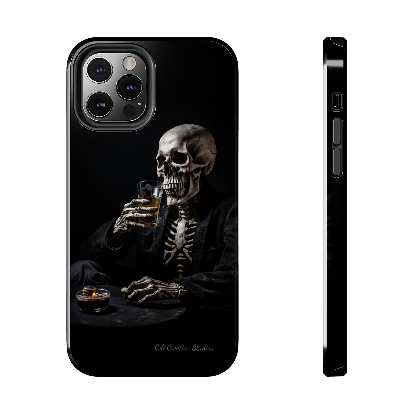 "Embrace the Dark Side with Our Skeleton Drinking Phone Case" -Tough Phone Cases