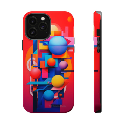 The "Geometric Red Background" Cell Phone Case- Upgrade Your Phone's Aesthetics -MagSafe Tough Cases