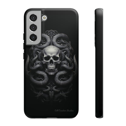 Introducing the "Monochrome Skull and Snakes" Cell Phone Case – A Bold Statement in Black and White -Tough Cases