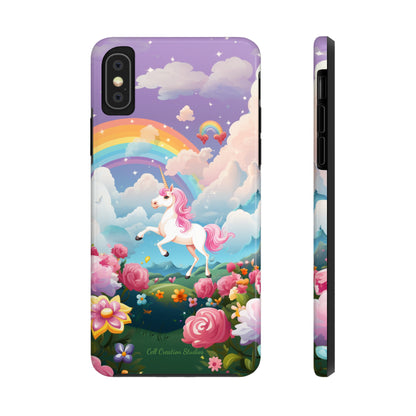 Introducing the "Floral Enchantment" Cell Phone Case – Embrace Your Imagination with a Unicorn in a Field of Flowers -Tough Phone Cases