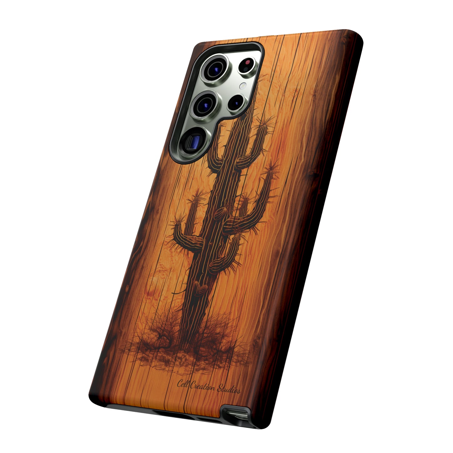 "Cactus Burnt Wood Phone Case" -Tough Cases