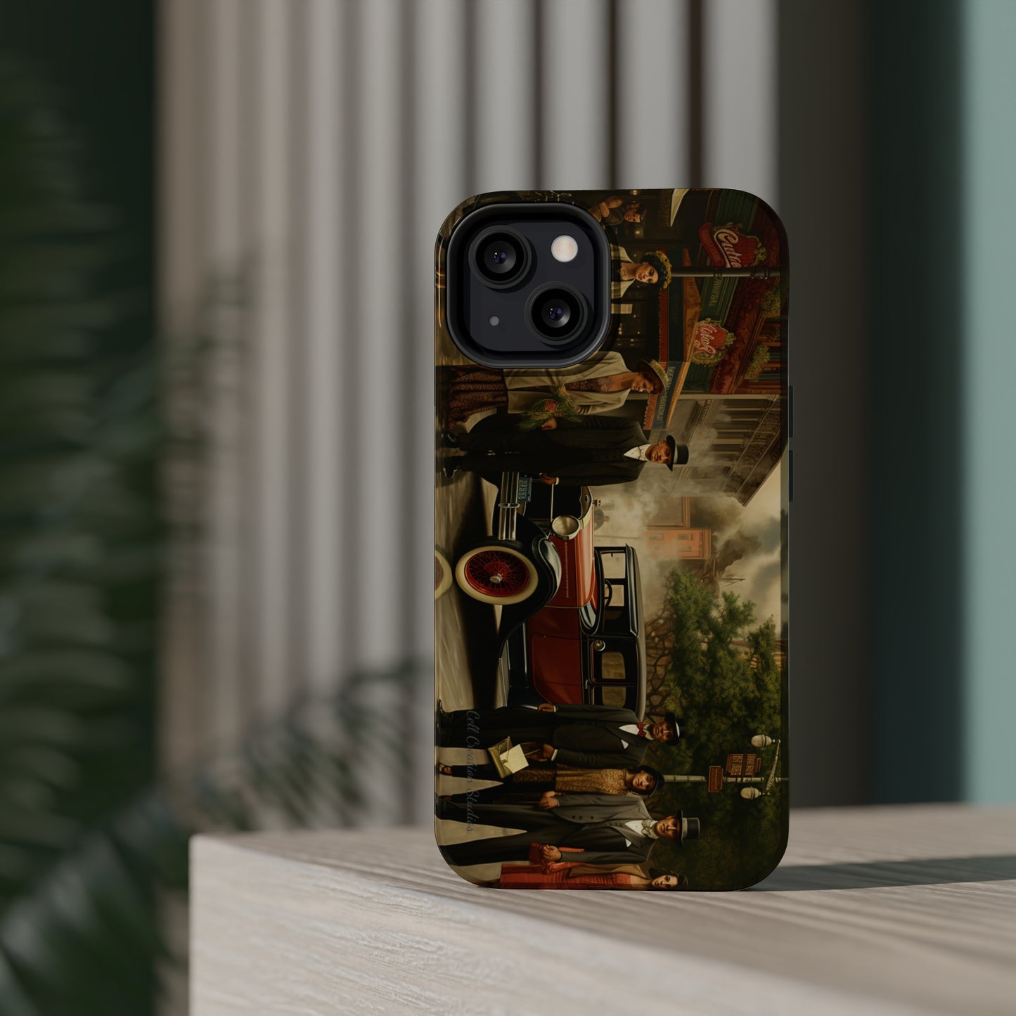 Introducing the "1920s Americana Revival" Cell Phone Case – Step into Nostalgic Elegance with a Vintage Street Scene! -MagSafe Tough Cases