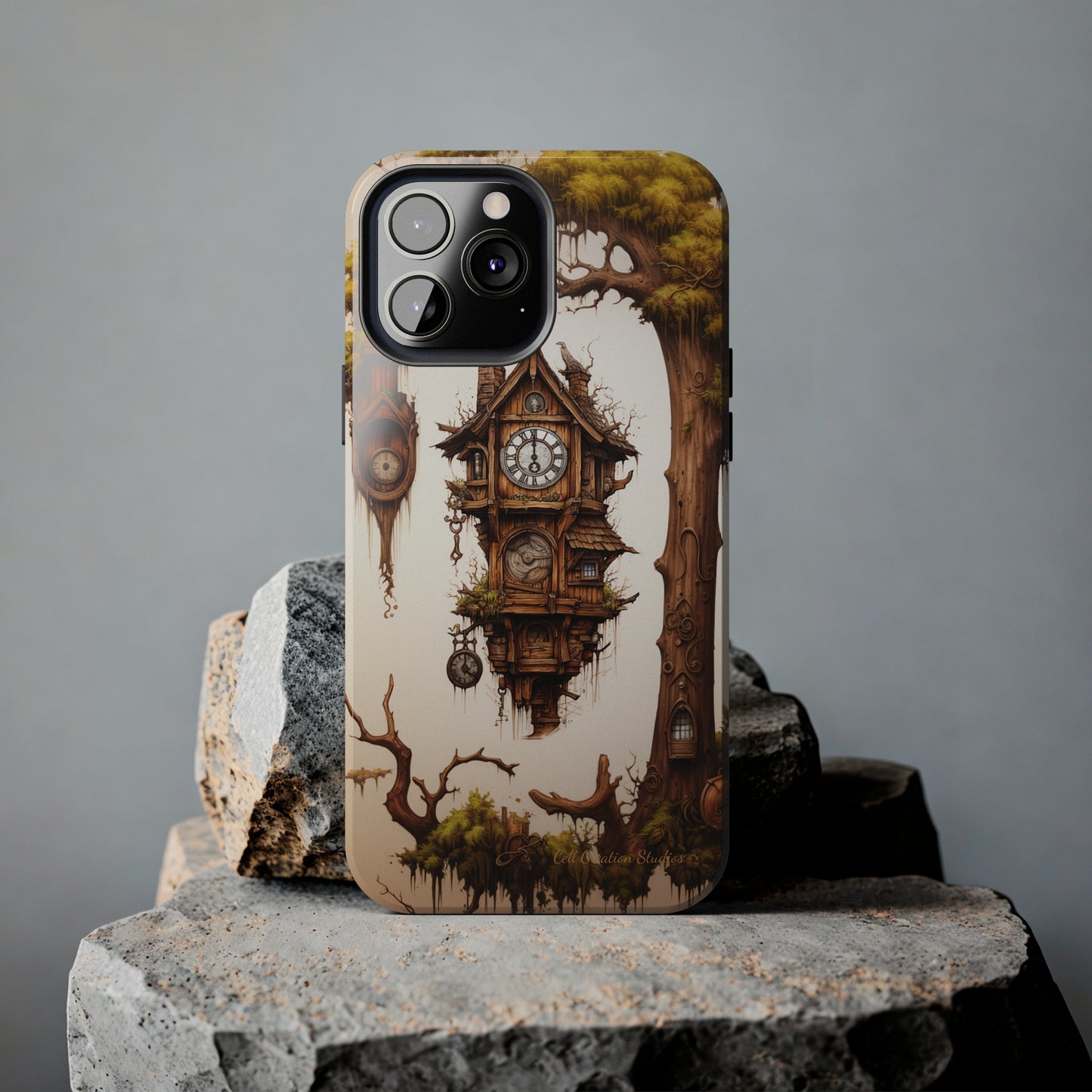 Introducing the "Mystical Wooden Clock" Cell Phone Case – Embrace Enchantment and Timeless Beauty -Tough Phone Cases