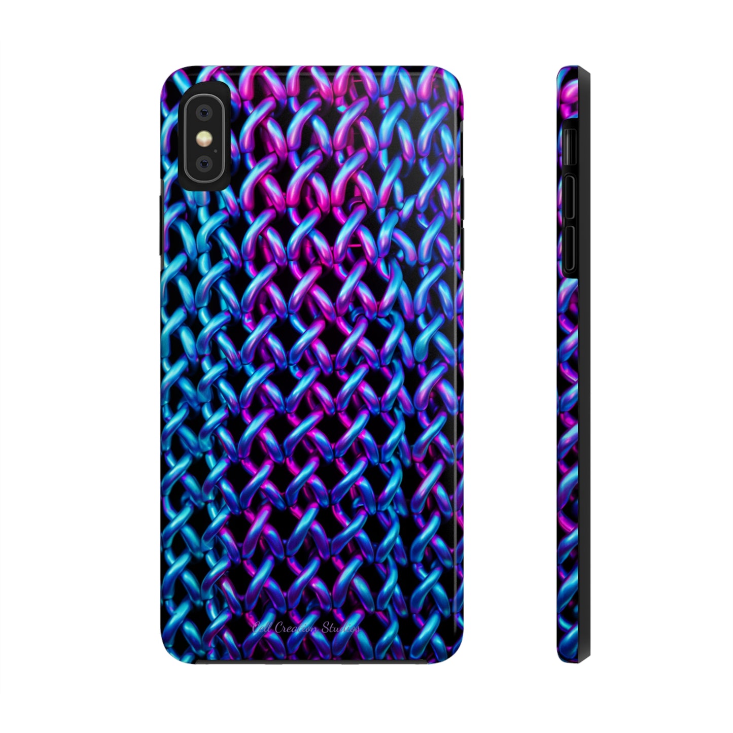 Introducing the "Neon Chainlink Glow" Cell Phone Case – Illuminate Your Style with Vibrant Chain Pattern Design -Tough Phone Cases