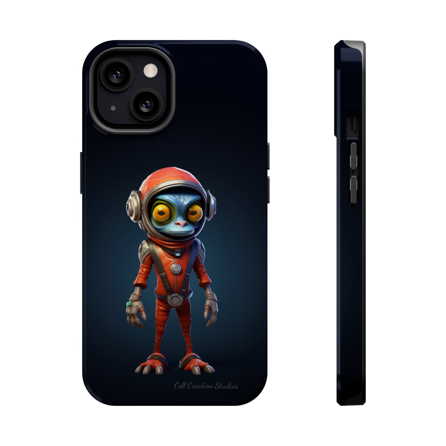 The "AstroGuard" Animated Blue Alien Astronaut Phone Case -MagSafe Tough Cases