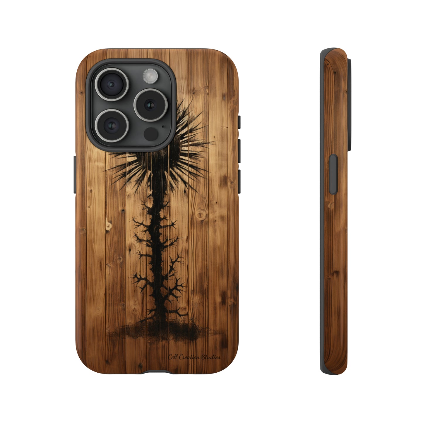 "Desert Plant on Wood Themed Phone Case: Embrace Nature's Beauty" -Tough Cases