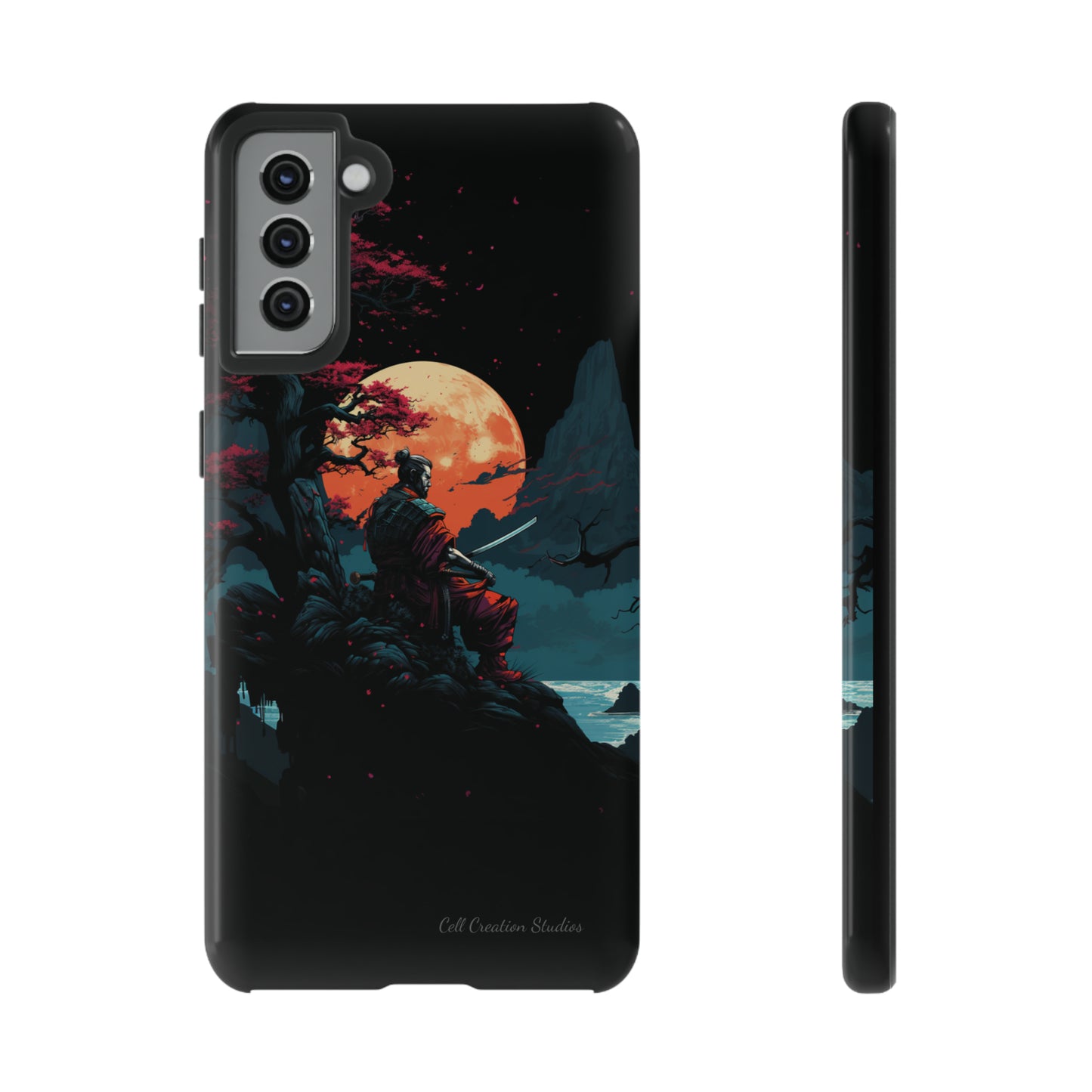 Introducing the "Moonlit Samurai Serenity" Cell Phone Case – Embrace Elegance and Strength -Tough Cases