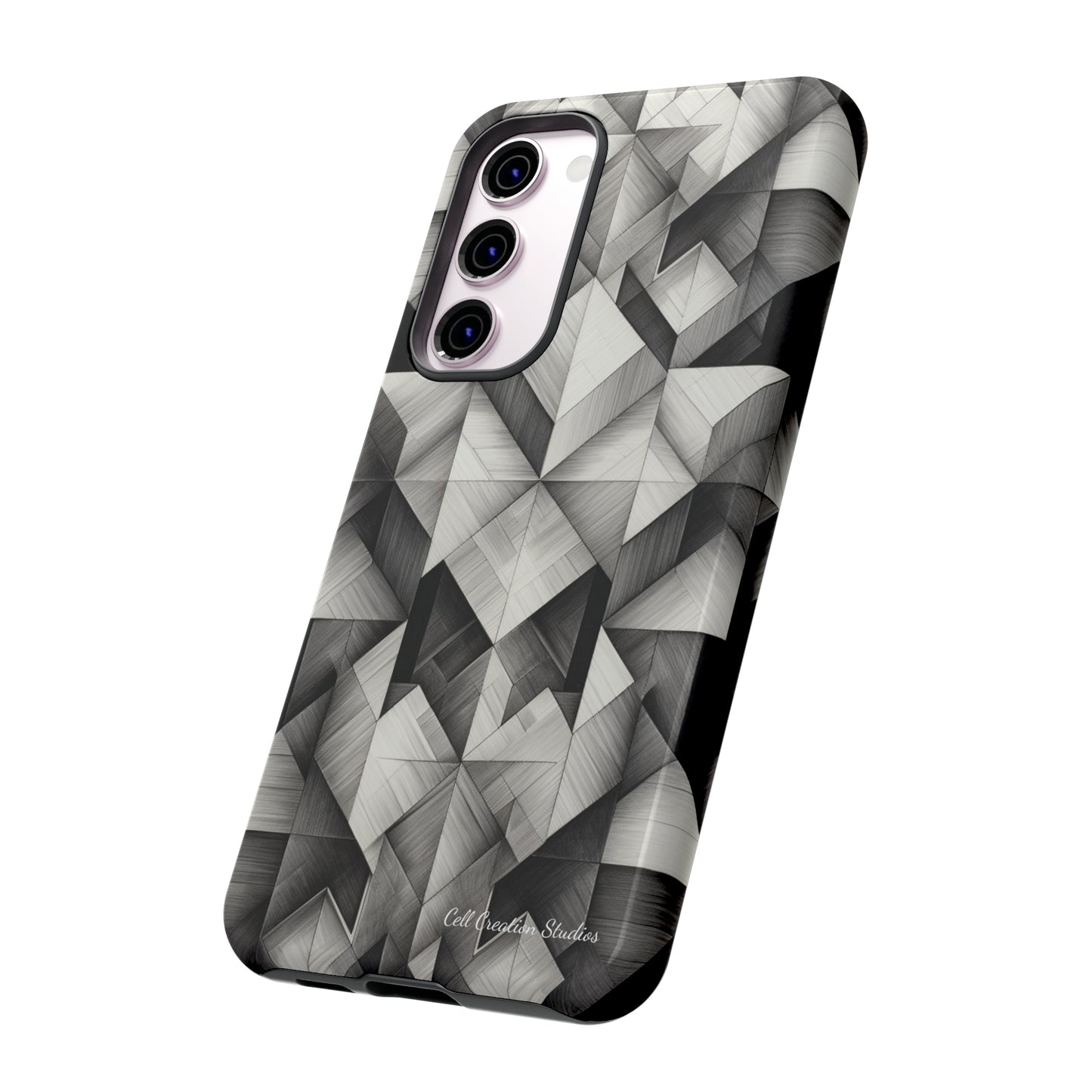 The "Black and White Geometric Pattern" Cell Phone Case- Elevate Your Phone's Style -Tough Cases