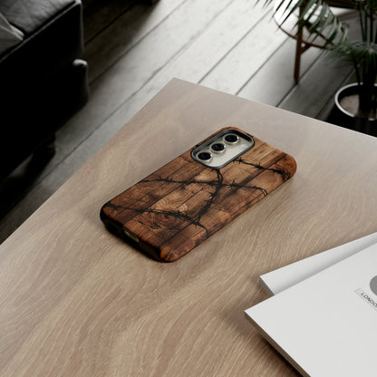 "Elegant Barb Wire on Wood" Embrace Rustic Style -Tough Phone Cases