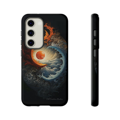 "Dual Elements Clash: Fire and Water Abstract" Phone Case -Tough Cases