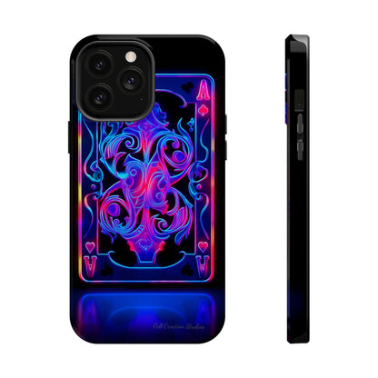 Introducing the "Neon Ace of Hearts" Cell Phone Case – Elevate Your Style with a Dazzling Card -MagSafe Tough Cases