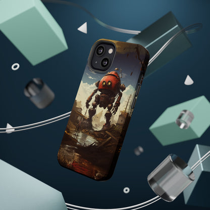 Introducing the "Urban Encounter" Cell Phone Case – Witness the Epic Convergence of Man and Giant Robot -MagSafe Tough Cases