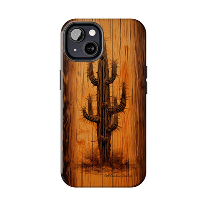 "Cactus Burnt Wood" Phone Case -Tough Phone Cases