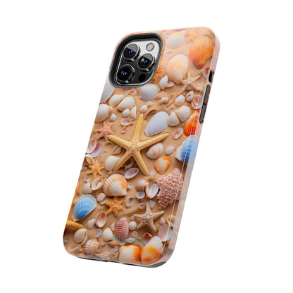 "Seaside Serenity Phone Case: Starfish and Seashells" -Tough Phone Cases