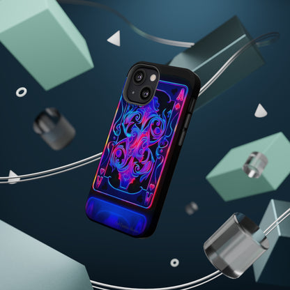 Introducing the "Neon Ace of Hearts" Cell Phone Case – Elevate Your Style with a Dazzling Card -MagSafe Tough Cases