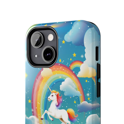 Introducing the "Rainbow Soar" Cell Phone Case – Embark on a Whimsical Journey with a Flying Unicorn -Tough Phone Cases