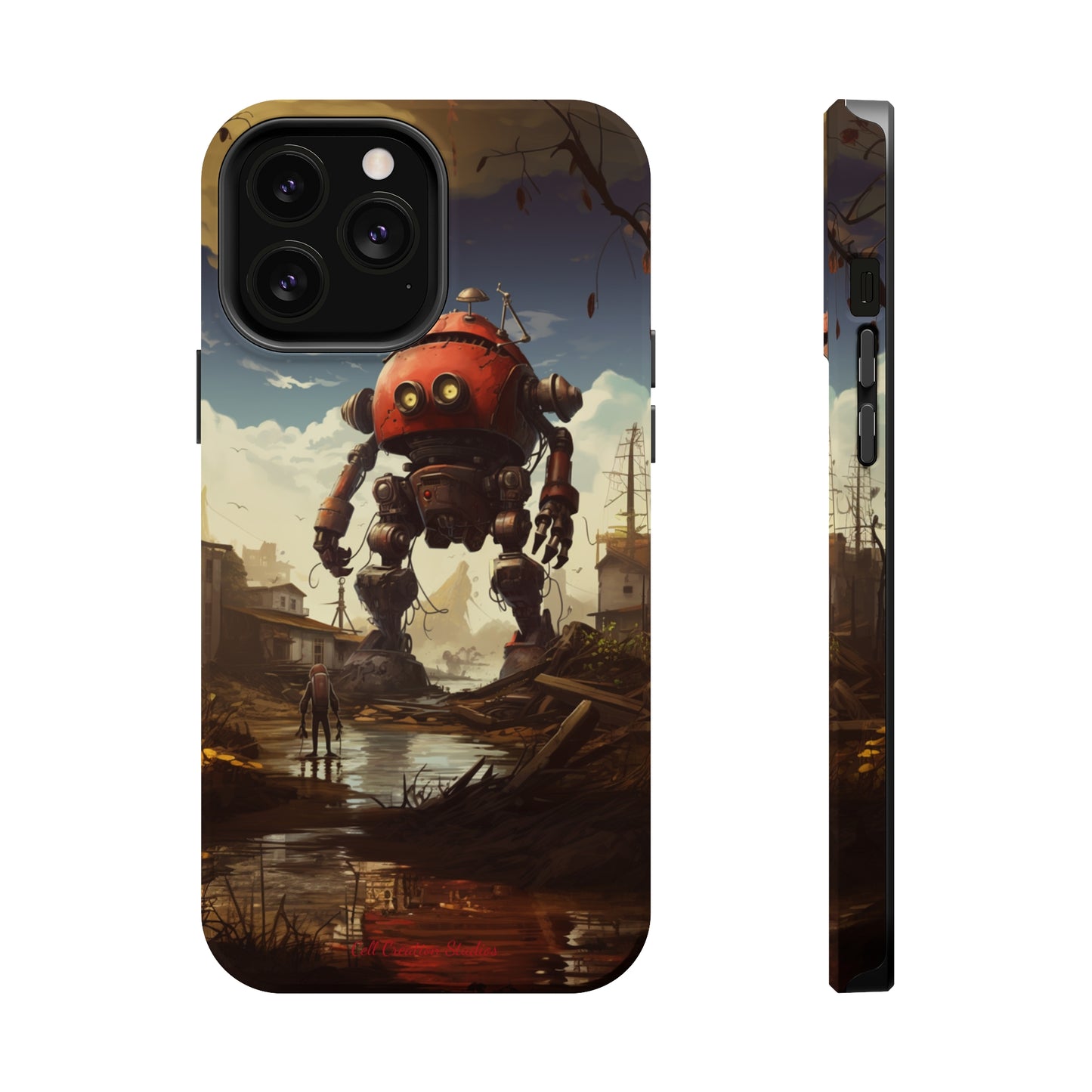 Introducing the "Urban Encounter" Cell Phone Case – Witness the Epic Convergence of Man and Giant Robot -MagSafe Tough Cases