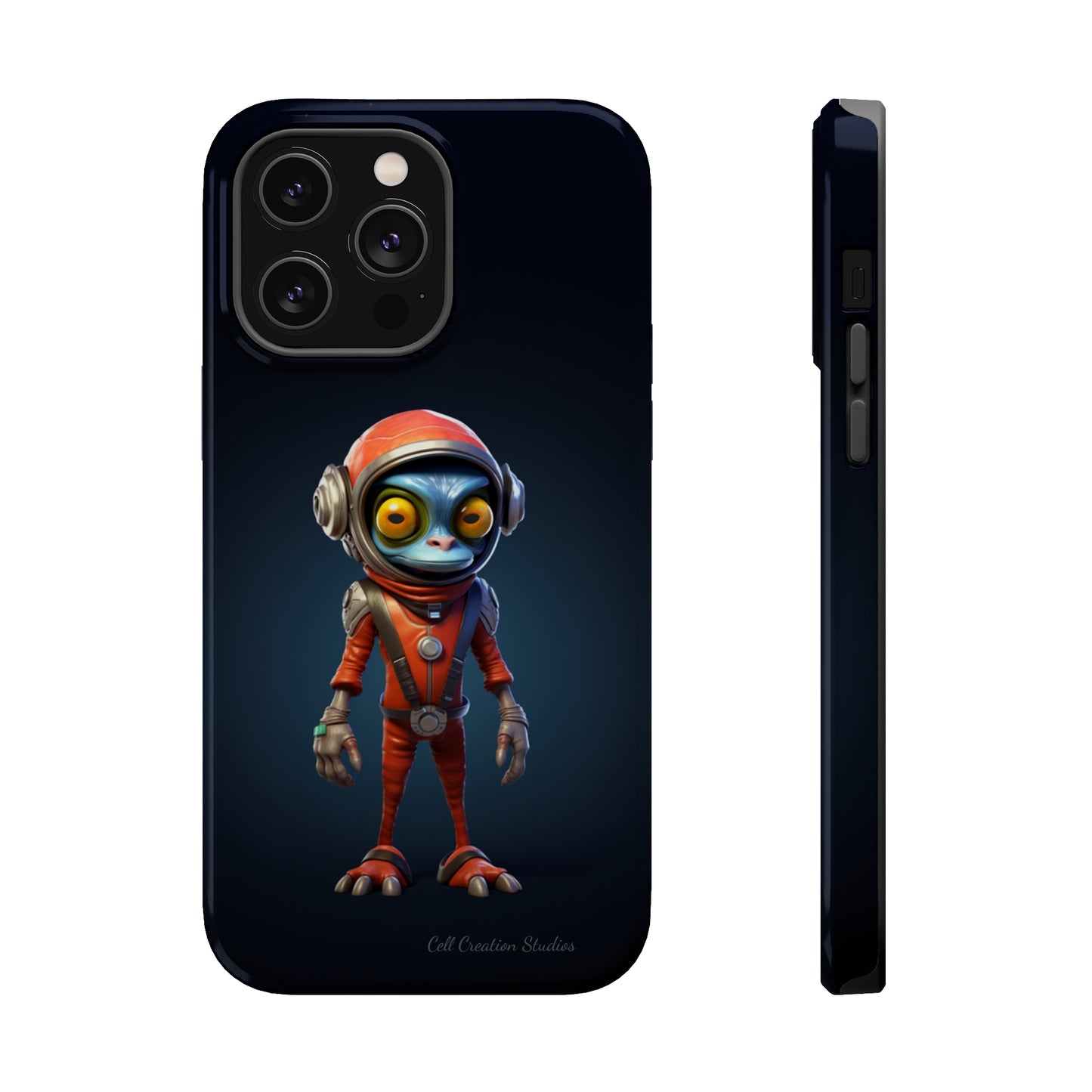 The "AstroGuard" Animated Blue Alien Astronaut Phone Case -MagSafe Tough Cases