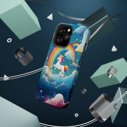 Introducing the "Rainbow Soar" Cell Phone Case – Embark on a Whimsical Journey with a Flying Unicorn -MagSafe Tough Cases