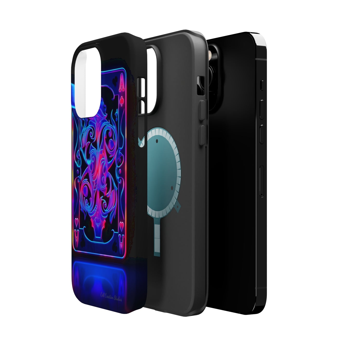 Introducing the "Neon Ace of Hearts" Cell Phone Case – Elevate Your Style with a Dazzling Card -MagSafe Tough Cases