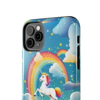 Introducing the "Rainbow Soar" Cell Phone Case – Embark on a Whimsical Journey with a Flying Unicorn -Tough Phone Cases