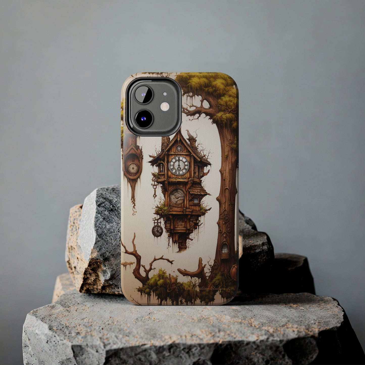 Introducing the "Mystical Wooden Clock" Cell Phone Case – Embrace Enchantment and Timeless Beauty -Tough Phone Cases