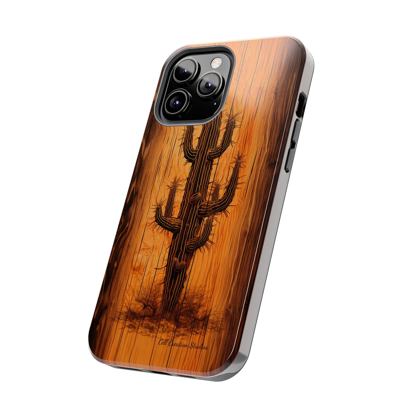 "Cactus Burnt Wood" Phone Case -Tough Phone Cases