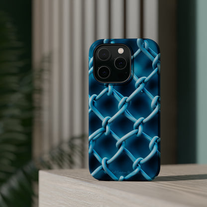 Introducing the "Elegant Chainlink" Cell Phone Case – Embrace Contemporary Style with Blue Chain Link Design -MagSafe Tough Cases