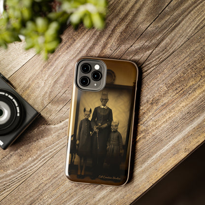 Introducing the "Vintage Odd Creatures" Cell Phone Case – Step into the Eerie Charm of a Haunting Family Portrait -Tough Phone Cases