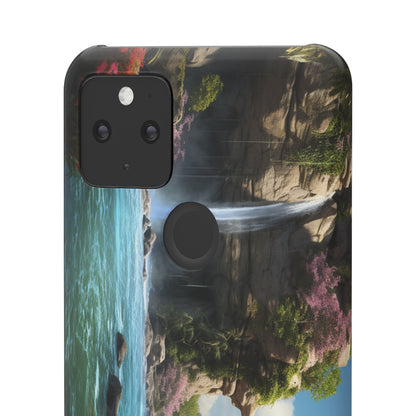 Introducing the "Nature's Cascade" Cell Phone Case – Capture Majestic Beauty with Rock Cliffs and Waterfall! -Snap Cases