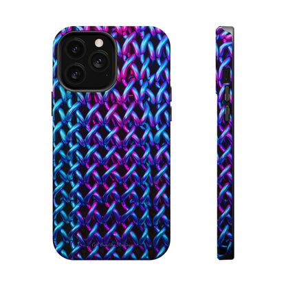 Introducing the "Neon Chainlink Glow" Cell Phone Case – Illuminate Your Style with Vibrant Chain Pattern Design -MagSafe Tough Cases