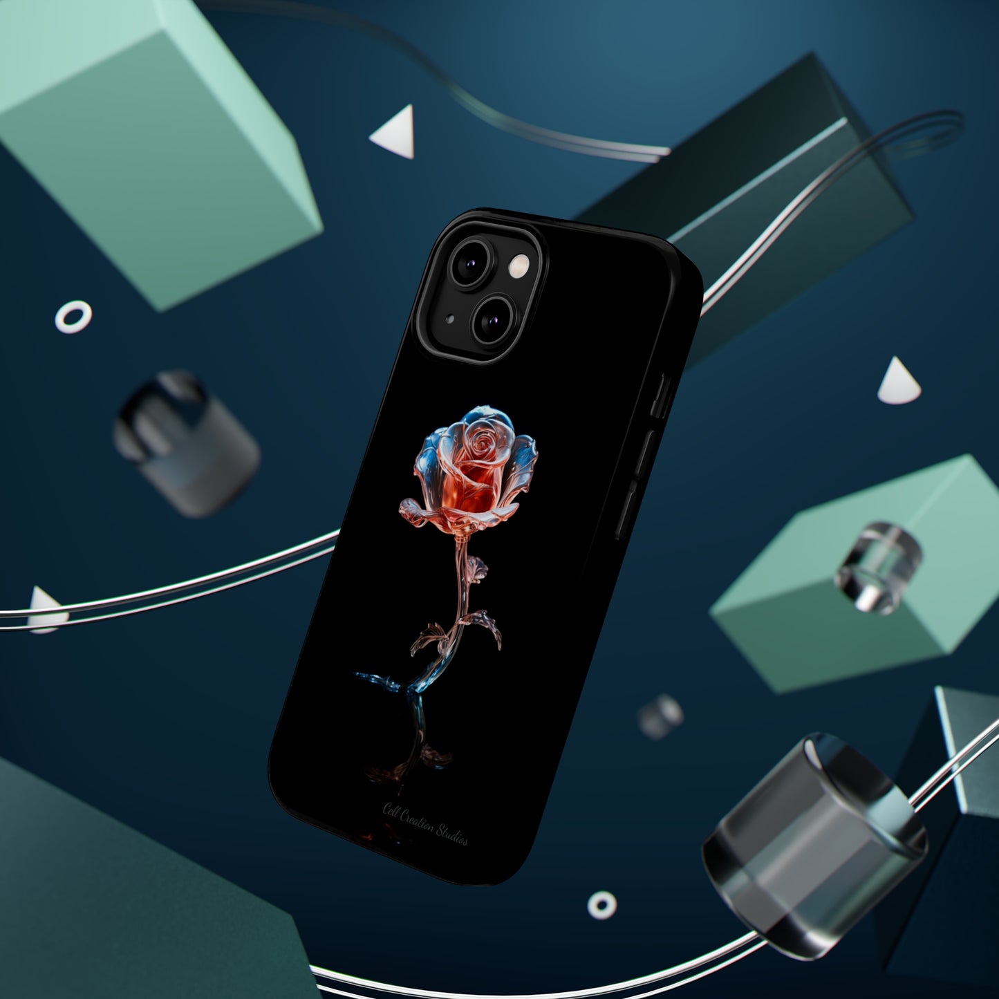 The "Glass Rose Elegance" Phone Case -MagSafe Tough Cases