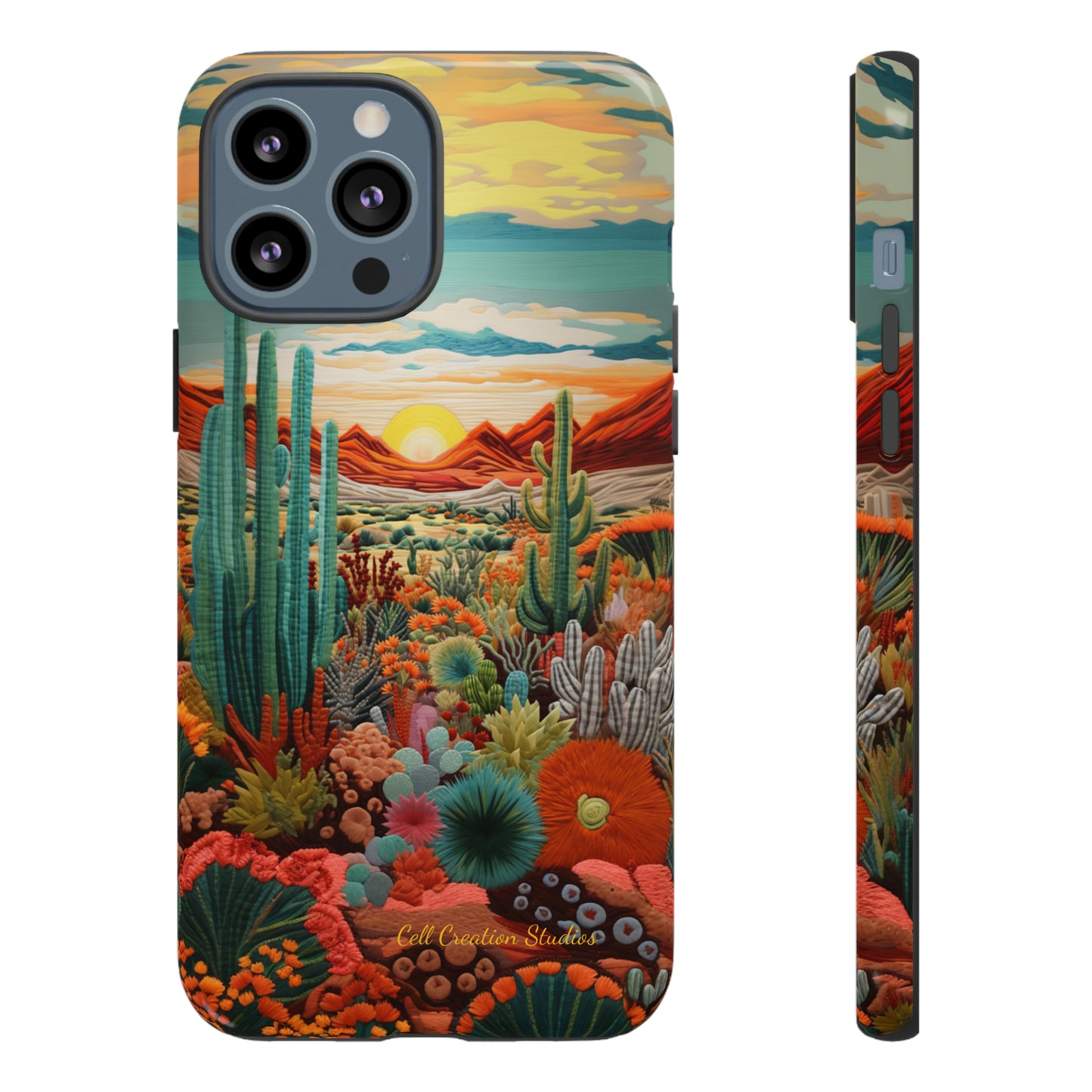 "Desert Bloom Embroidery" -Tough iPhone Cases