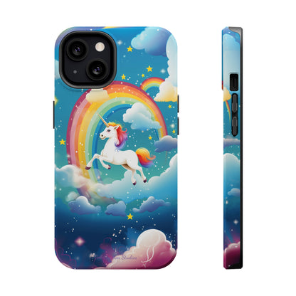 Introducing the "Rainbow Soar" Cell Phone Case – Embark on a Whimsical Journey with a Flying Unicorn -MagSafe Tough Cases