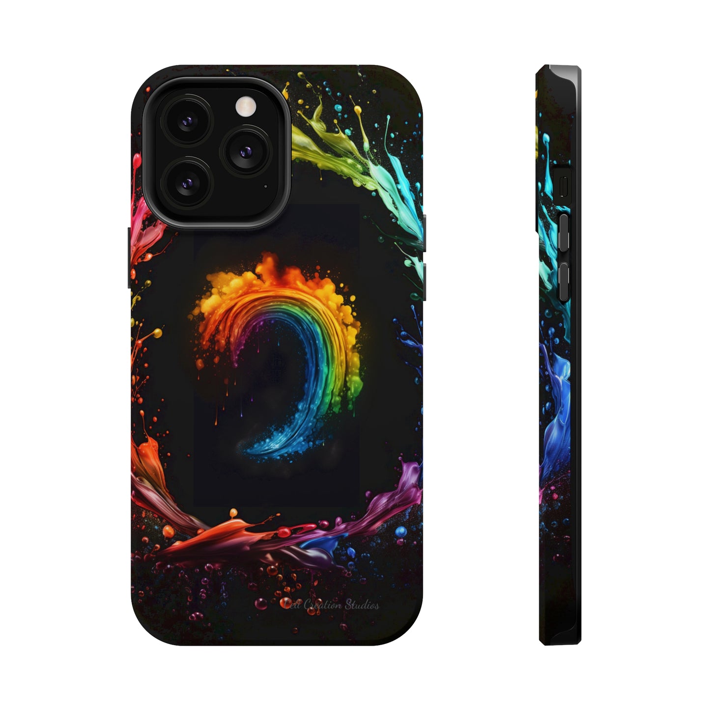 "Vibrant Swirls Painted on Black" Cell Phone Case -MagSafe Tough Cases