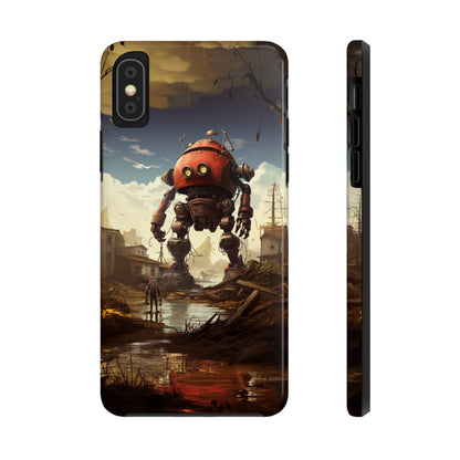 Introducing the "Urban Encounter" Cell Phone Case – Witness the Epic Convergence of Man and Giant Robot -Tough Phone Cases