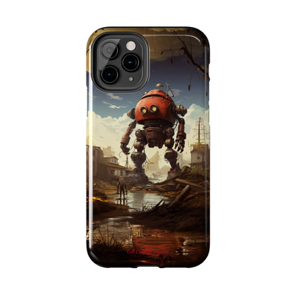 Introducing the "Urban Encounter" Cell Phone Case – Witness the Epic Convergence of Man and Giant Robot -Tough Phone Cases