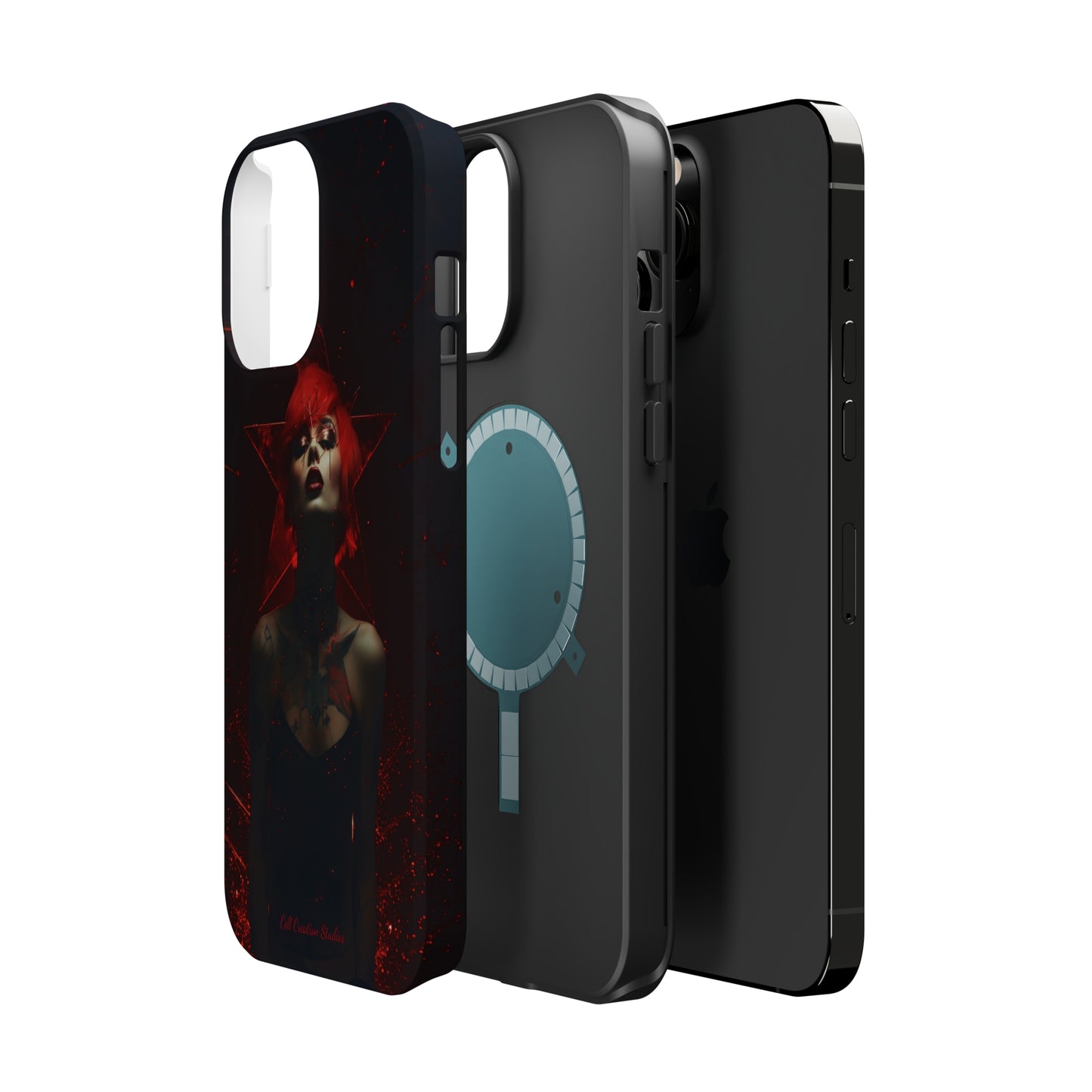 Introducing the "Inked Flame" Cell Phone Case – Embrace Fiery Elegance with a Tattooed Red-Headed Beauty -MagSafe Tough Cases